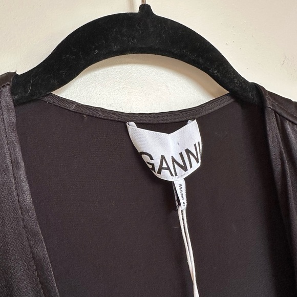 GANNI Heavy Satin Wrap Dress Size US 4 NEW NWT - Picture 7 of 15